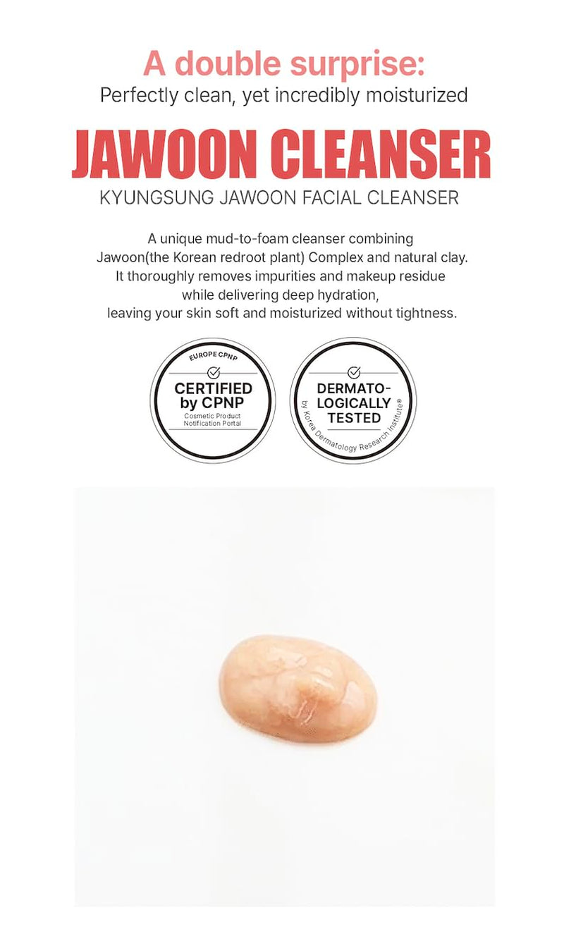Kyungsung Jawoon Facial Cleanser 120 Ml / 4.06 Fl Oz – Mud-To-Foam Facial Cleanser with Natural Clay for Sensitive Skin