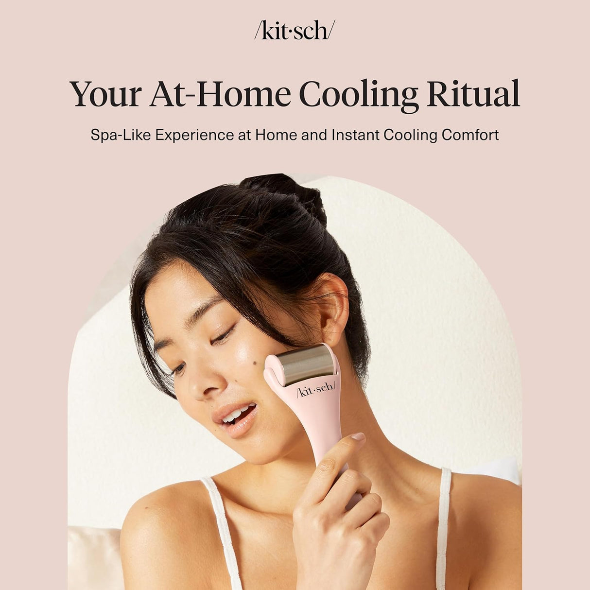 Kitsch Ice Roller for Face – Stainless Steel Ice Face Roller to Reduce Puffiness, Redness & Headaches – Cooling Facial Roller for Skin Care, Irritation Relief & Spa-Like Experience at Home-Pink