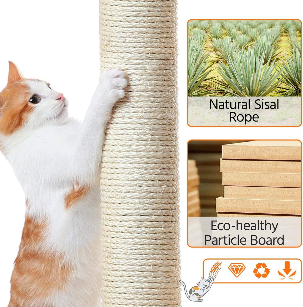 Topeakmart 34In Cat Tree Cat Tower Scratching Posts Modern Bed Cat Furniture for Indoor Cats and Kittens as Pet House Activity Center with Warm Condo, Fluffy Nest, Large Platform, Comfy Basket