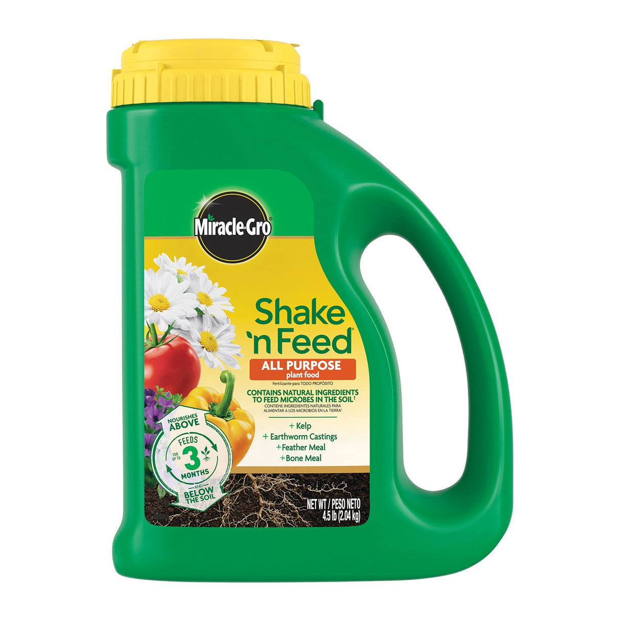 Miracle-Gro Shake 'N Feed All Purpose Plant Food - Outdoor and Indoor Plant Food for In-Ground and Containers, Feeds for up to 3 Months, 4.5 Lbs.