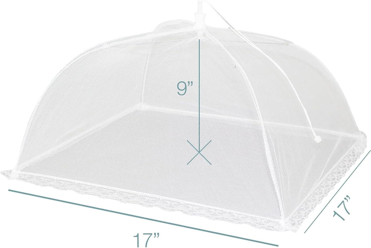 Simply Genius Pop-Up Mesh Food Covers - 17 X 17 In, White, 6 Pack, Large & Tall - Reusable & Collapsible Food Tents for Outdoor Serving