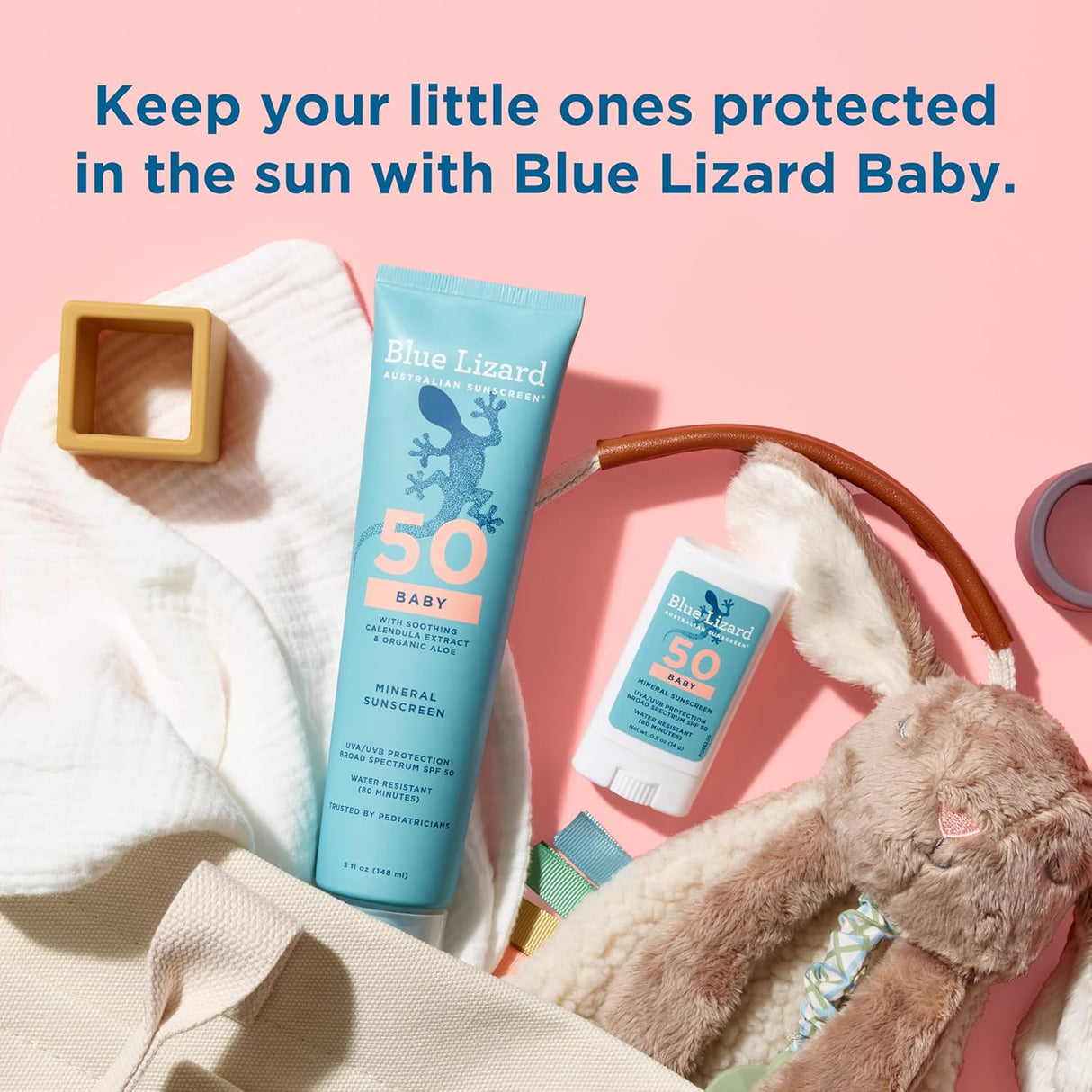 Blue Lizard BABY Mineral Sunscreen with Zinc Oxide, SPF 50+, Water Resistant, UVA/UVB Protection with Smart Cap Technology - Fragrance Free, 5 Oz. Tube
