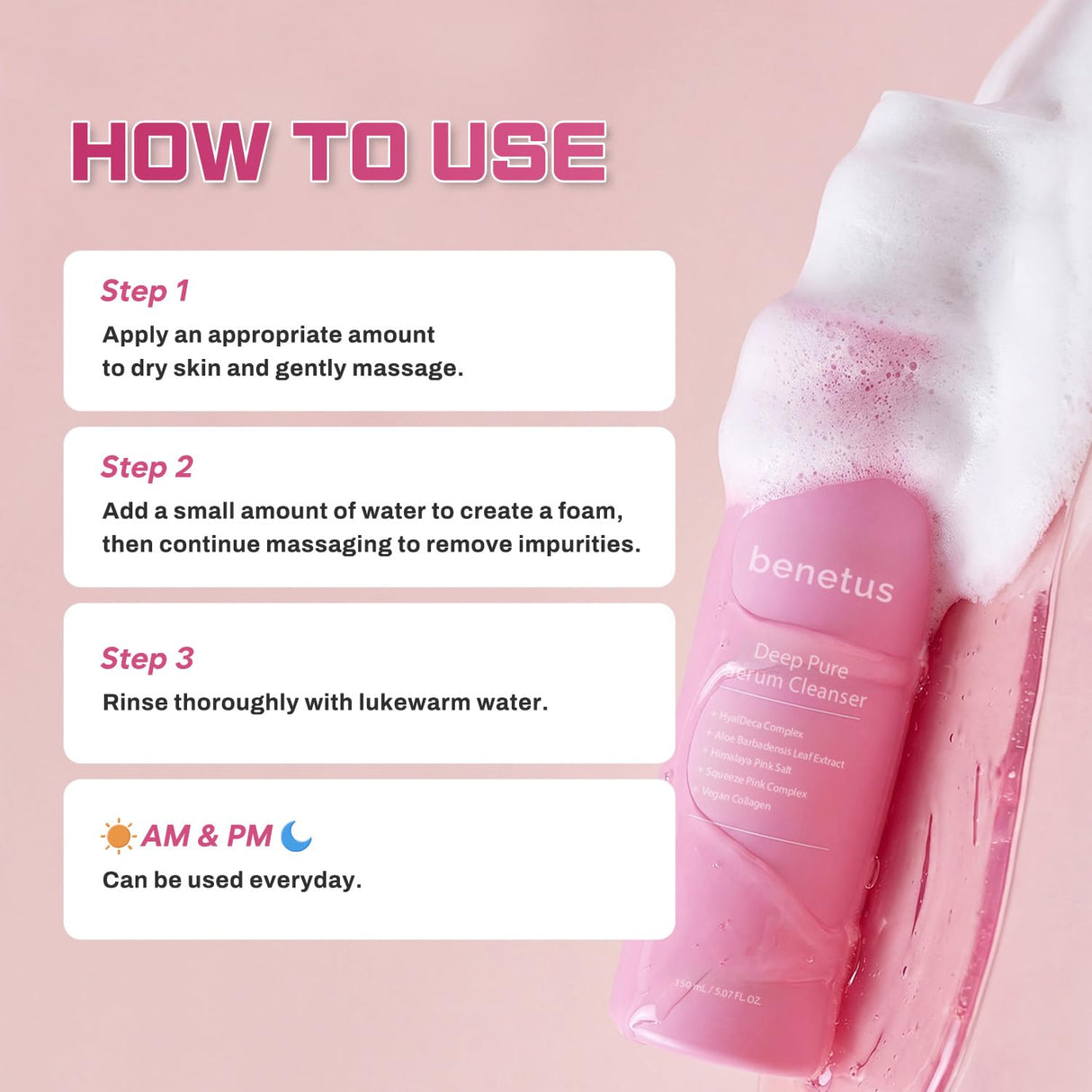 Hydrating Pink Aloe Gel Cleanser, Low Ph Daily Face Wash with Probiotic Ferment & Hyaluronic Acid to Nourish Skin, Non-Stripping Foaming Korean Cleanser, 5.07 Fl Oz