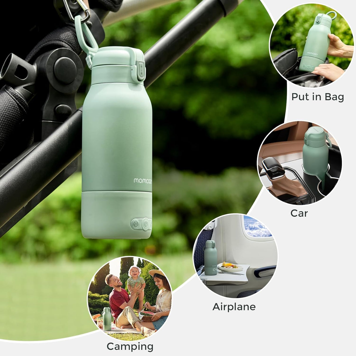 Momcozy Portable Bottle Warmer for Travel โ Dual Heating Modes for Breast Milk & Water, Portable Milk Warmer with Fast Heating & Long Battery Life, 17 Ounces Large Capacity to Meet Your All-Day Needs