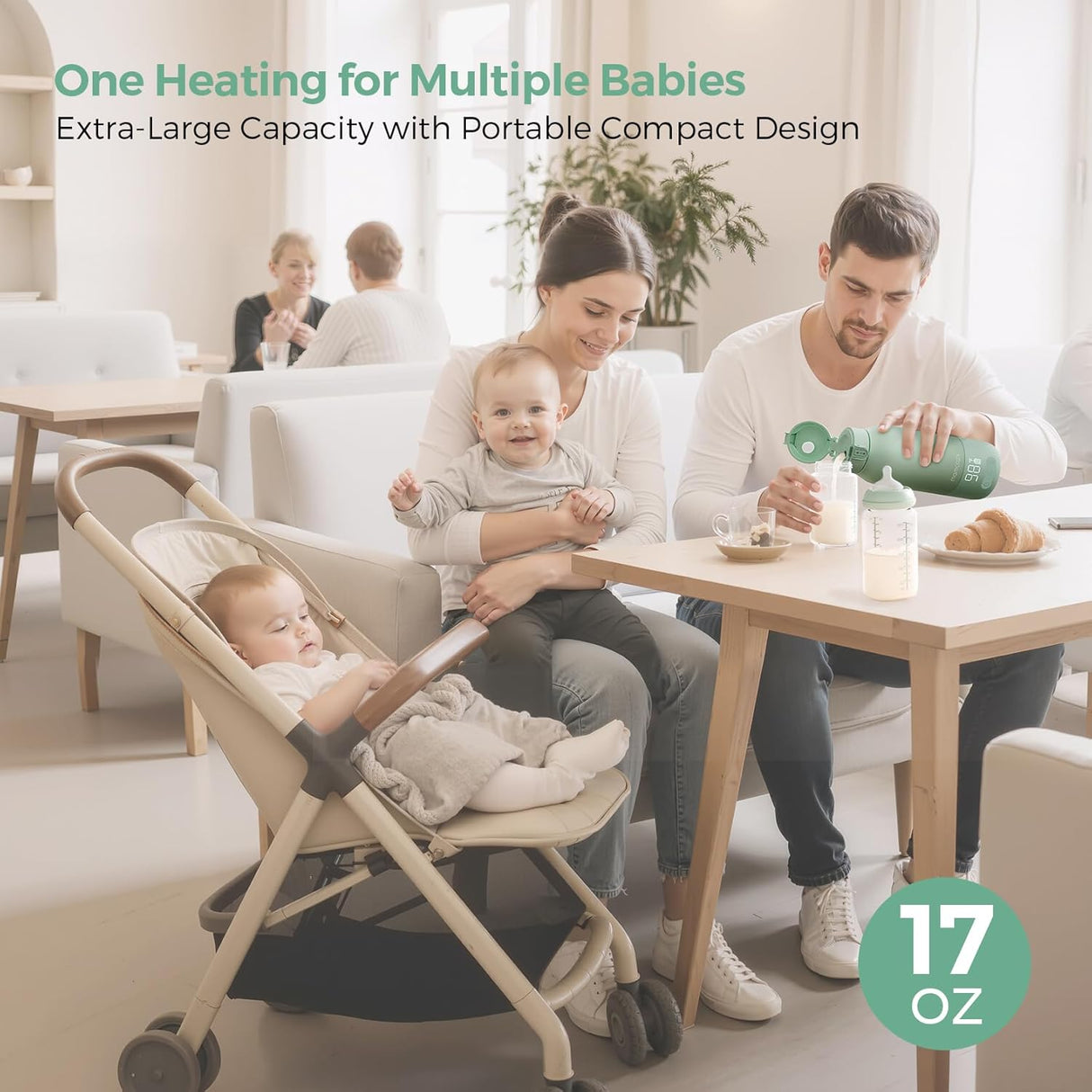 Momcozy Portable Bottle Warmer for Travel โ Dual Heating Modes for Breast Milk & Water, Portable Milk Warmer with Fast Heating & Long Battery Life, 17 Ounces Large Capacity to Meet Your All-Day Needs
