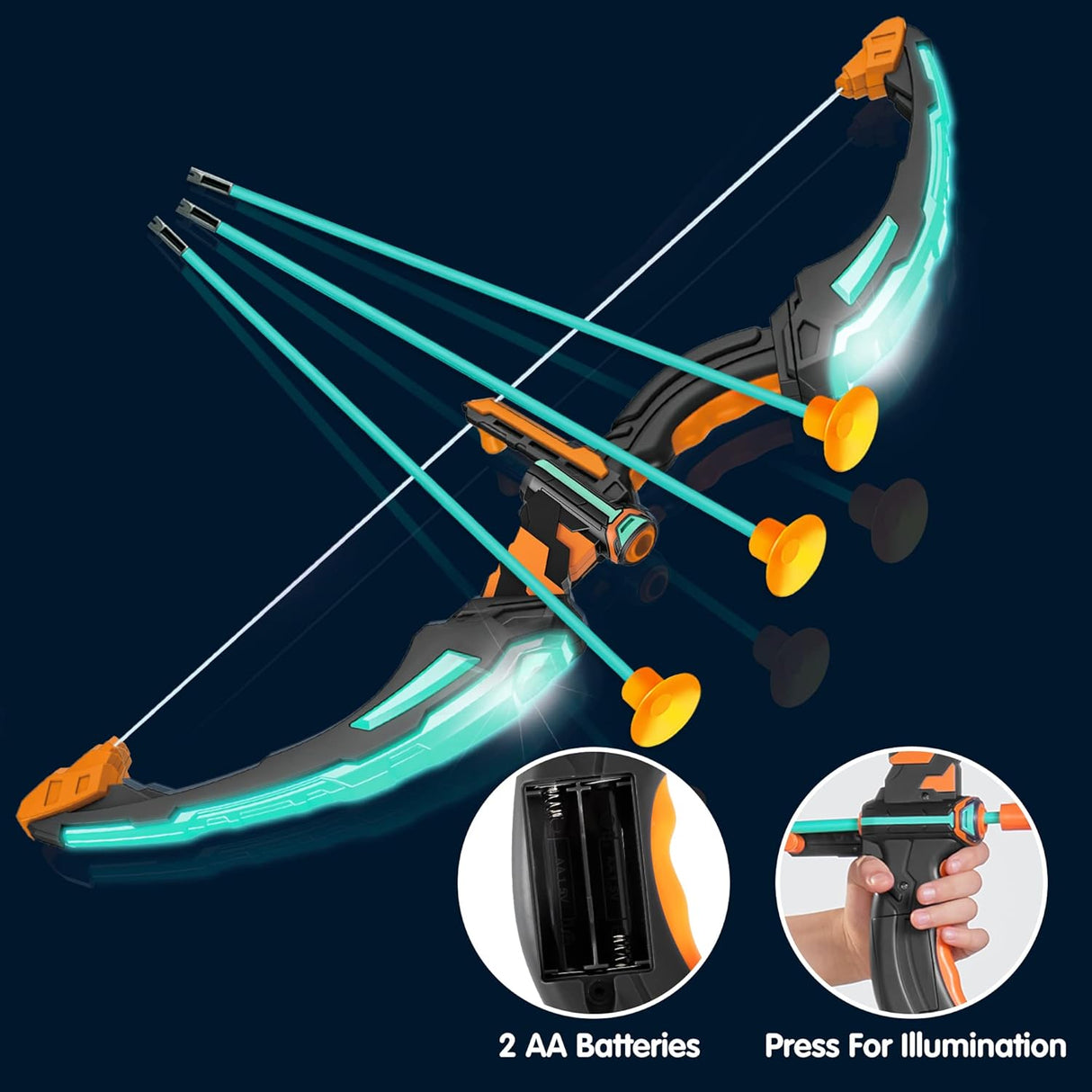 JOYIN Kids Bow and Arrow Set, LED Light up Archery Toy Set with 9 Suction Cup Arrows, Target & Arrow Case, Indoor and Outdoor Hunting Play Gift Toys for Kids, Boys & Girls Ages 6-12