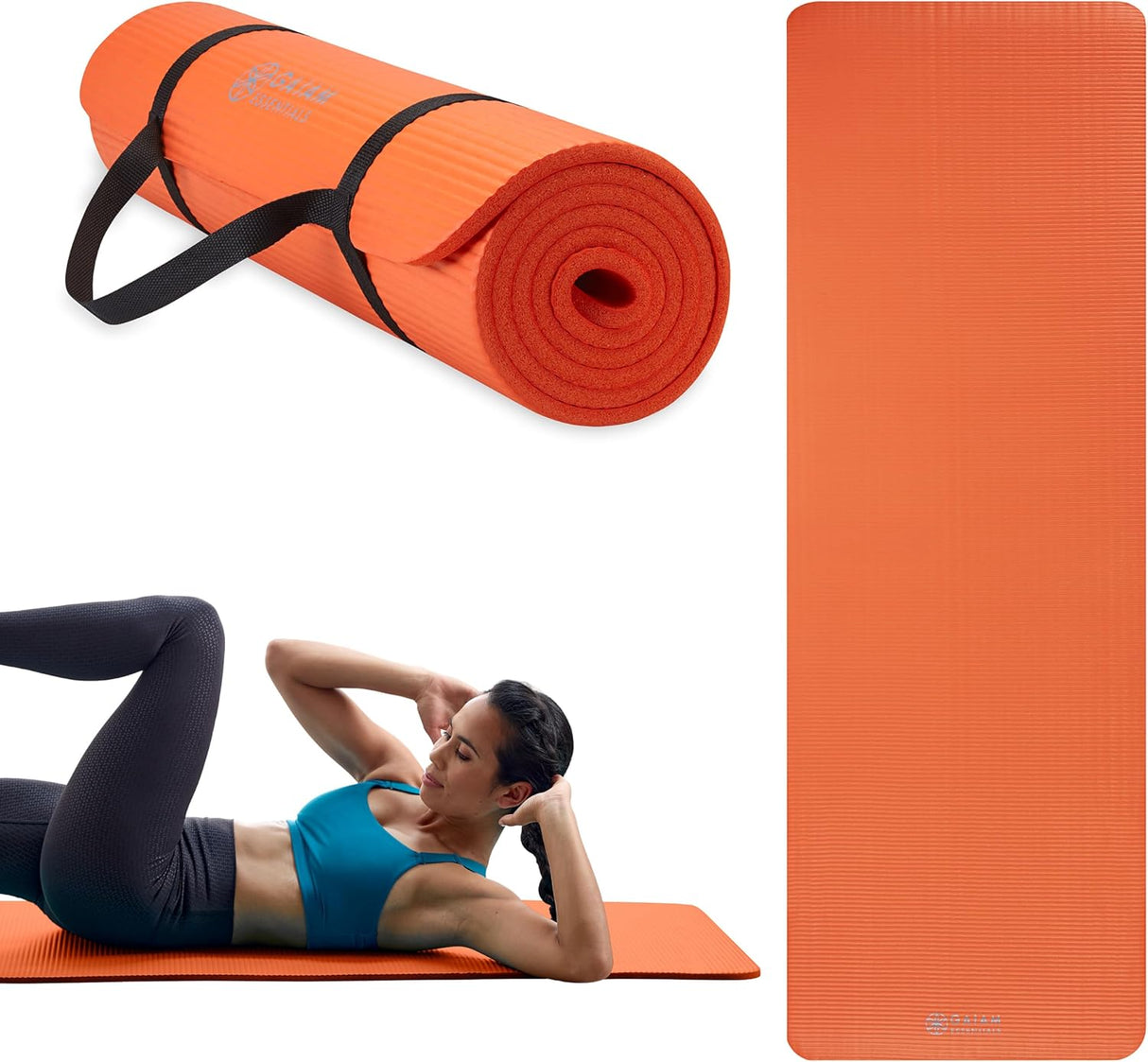 Gaiam Essentials 2/5" Thick (10Mm) Yoga & Pilates, Fitness & Exercise Mat with Easy-Cinch Carrier Strap Cusion Support for Fitness and Gym Workouts