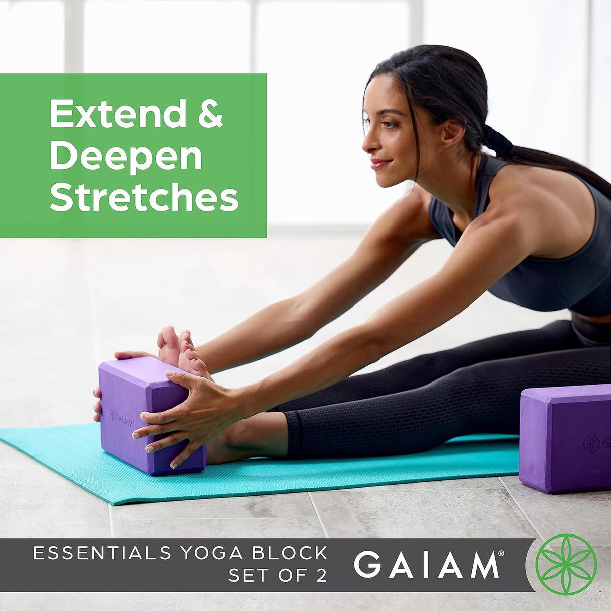 Gaiam Yoga Block - Supportive Latex-Free Eva Foam - Soft Non-Slip Surface with Beveled Edges for Yoga, Pilates, Meditation