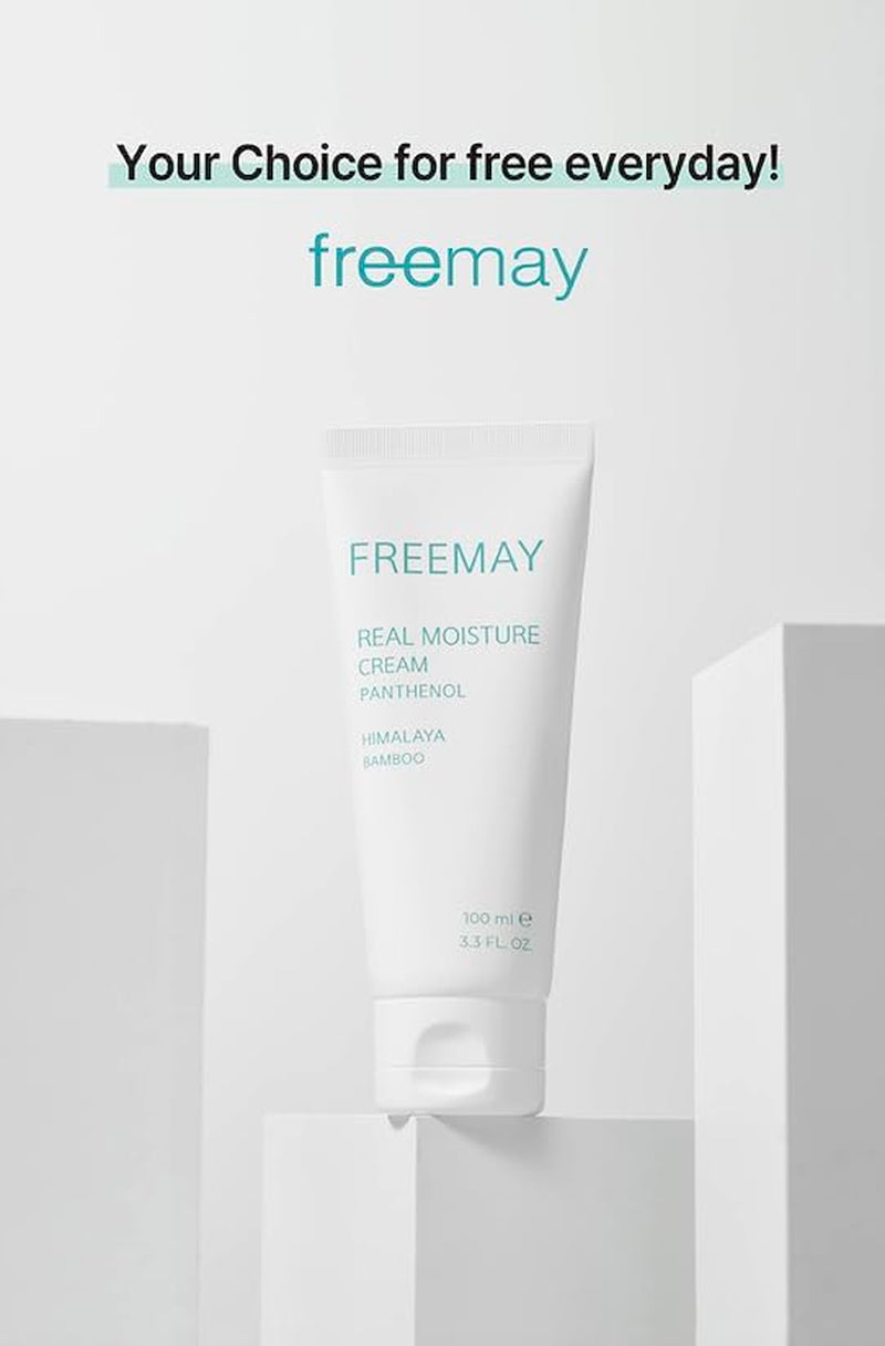 Freemay Real Moisture Cream Set (100Ml + 30Ml), Korean Face Moisturizer for Hydration & Soothing, Vegan, Lightweight, Sensitive Skin Friendly