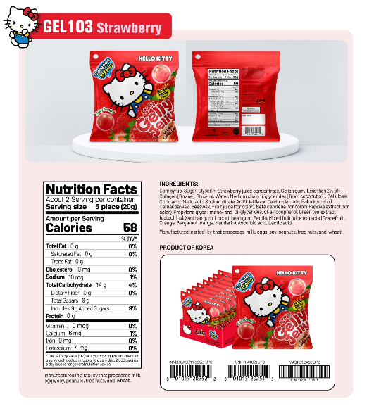 Gelly Jelly Hello Kitty Strawberry Flavor Collagen Jelly Snack 40g