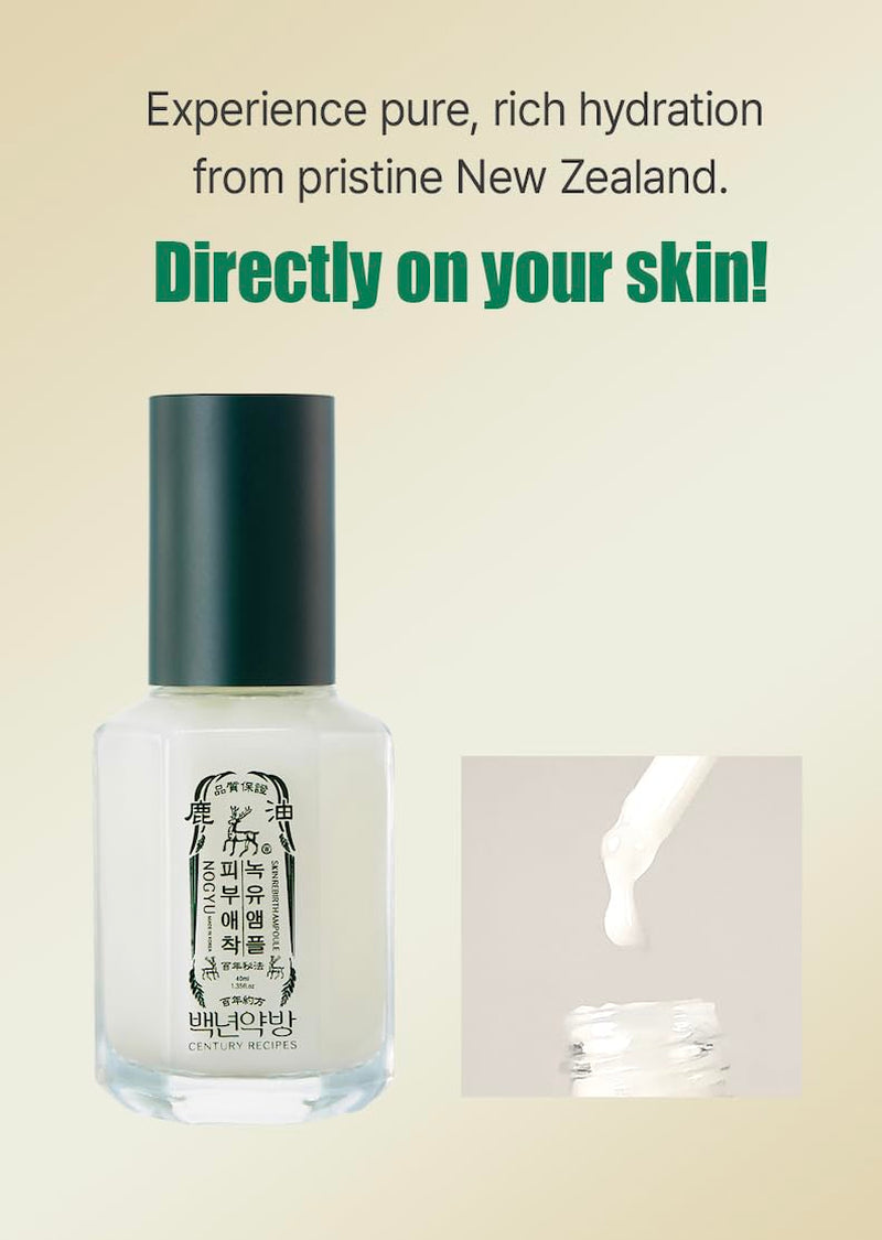 Nogyu Skin Rebirth Ampoule 40 Ml / 1.35 Fl Oz – Hydrating Face Serum with Deer Fat Oil, Sacha Inchi Oil & Hyaluronic Acid