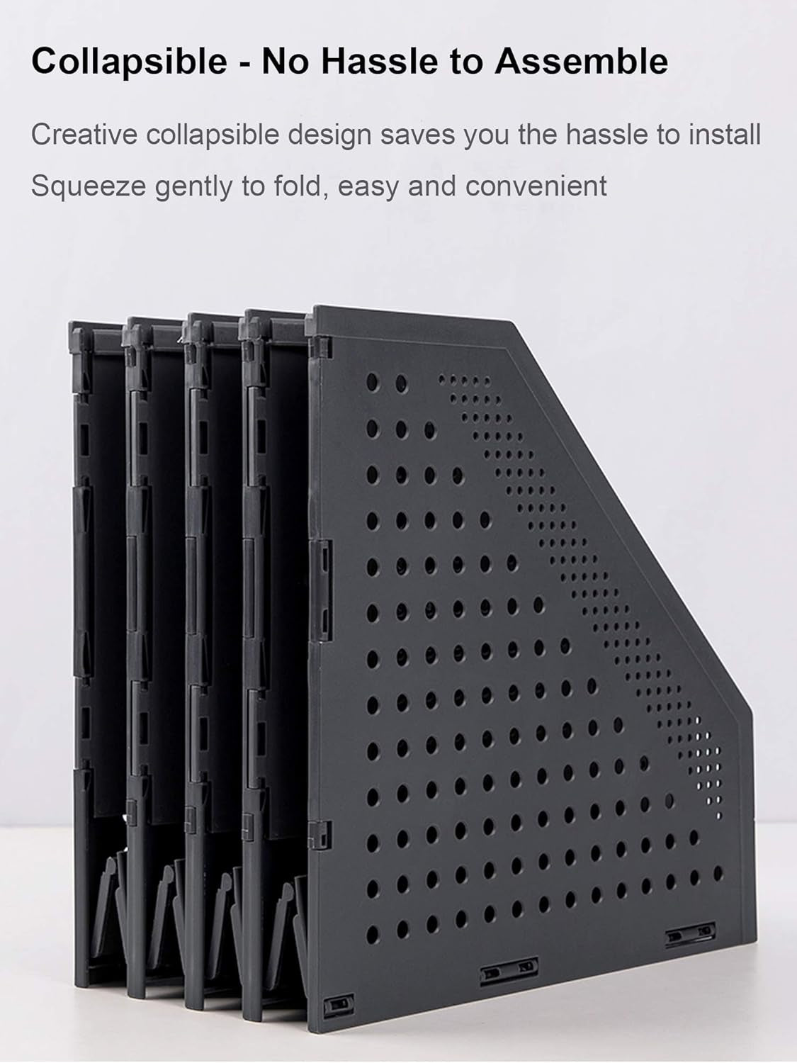 Leven Collapsible Magazine File Holder/Desk Organizer for Office Organization and Storage with 4 Vertical Compartments