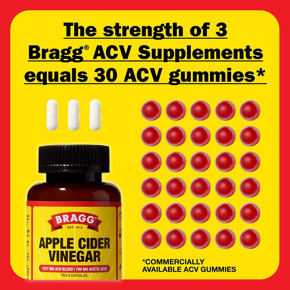 Bragg Organic Apple Cider Vinegar Capsules with Vitamin D and Zinc - (2 Pack) 90 Count - Supports Immune System