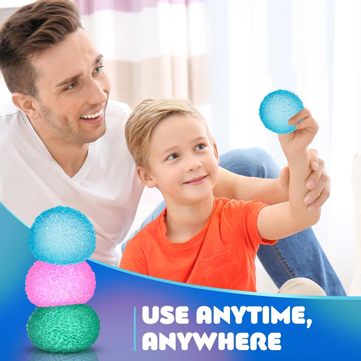 3Pc Stress Balls for Adults, Squishy Ball Sensory Textured Memory Gel Fidget Toys for Kids/Adults Hand Exercises, Valentines Day Party Favors Anxiety Relief Squeeze Ball(1.80“)