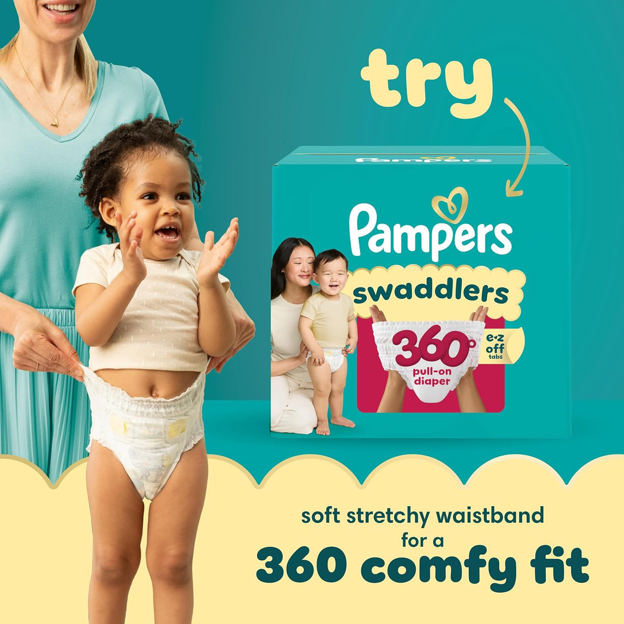 Pampers Swaddlers Diapers, Size 4 (15-34 Lbs), 150 Count, Absorbent, Keeps Baby Dry and Comfortable, Skin Safe Disposable Baby Diaper (Packaging May Vary)
