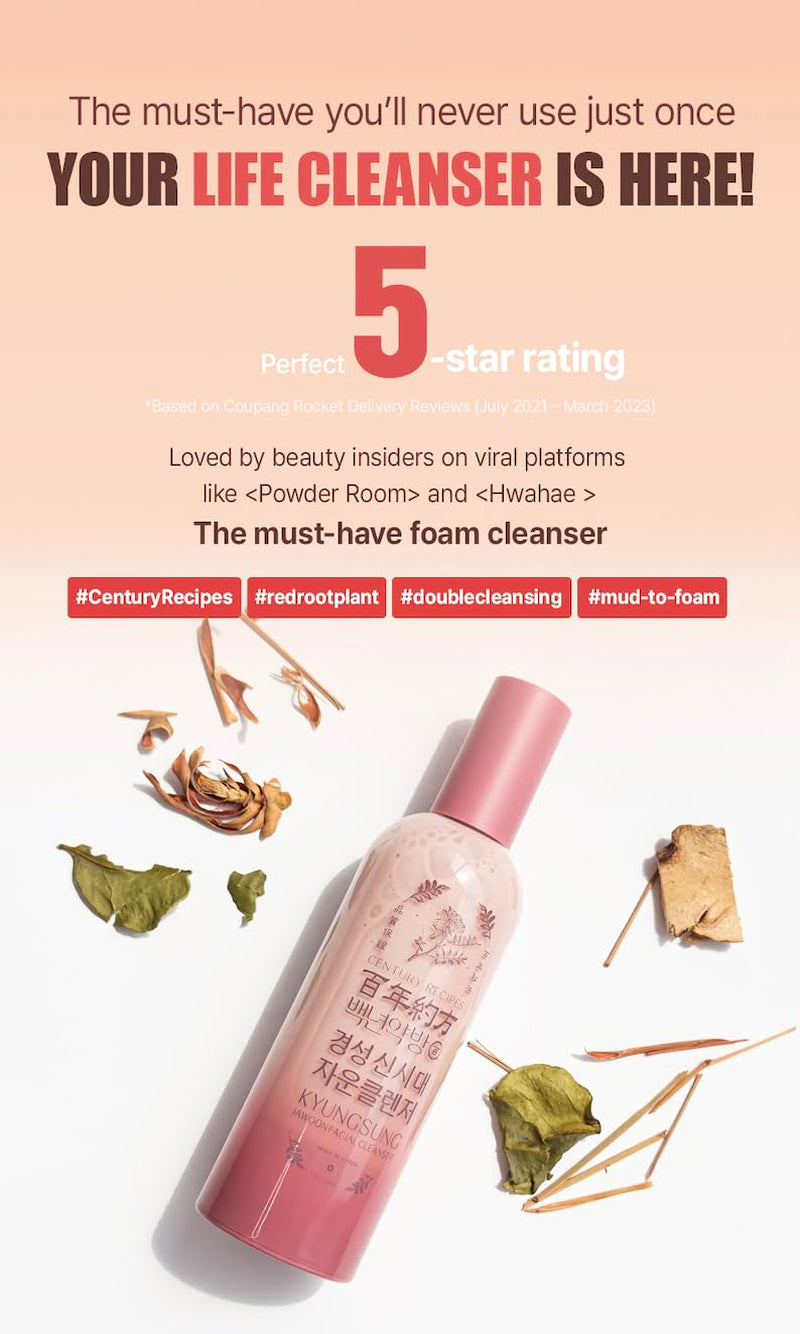 Kyungsung Jawoon Facial Cleanser 120 Ml / 4.06 Fl Oz – Mud-To-Foam Facial Cleanser with Natural Clay for Sensitive Skin