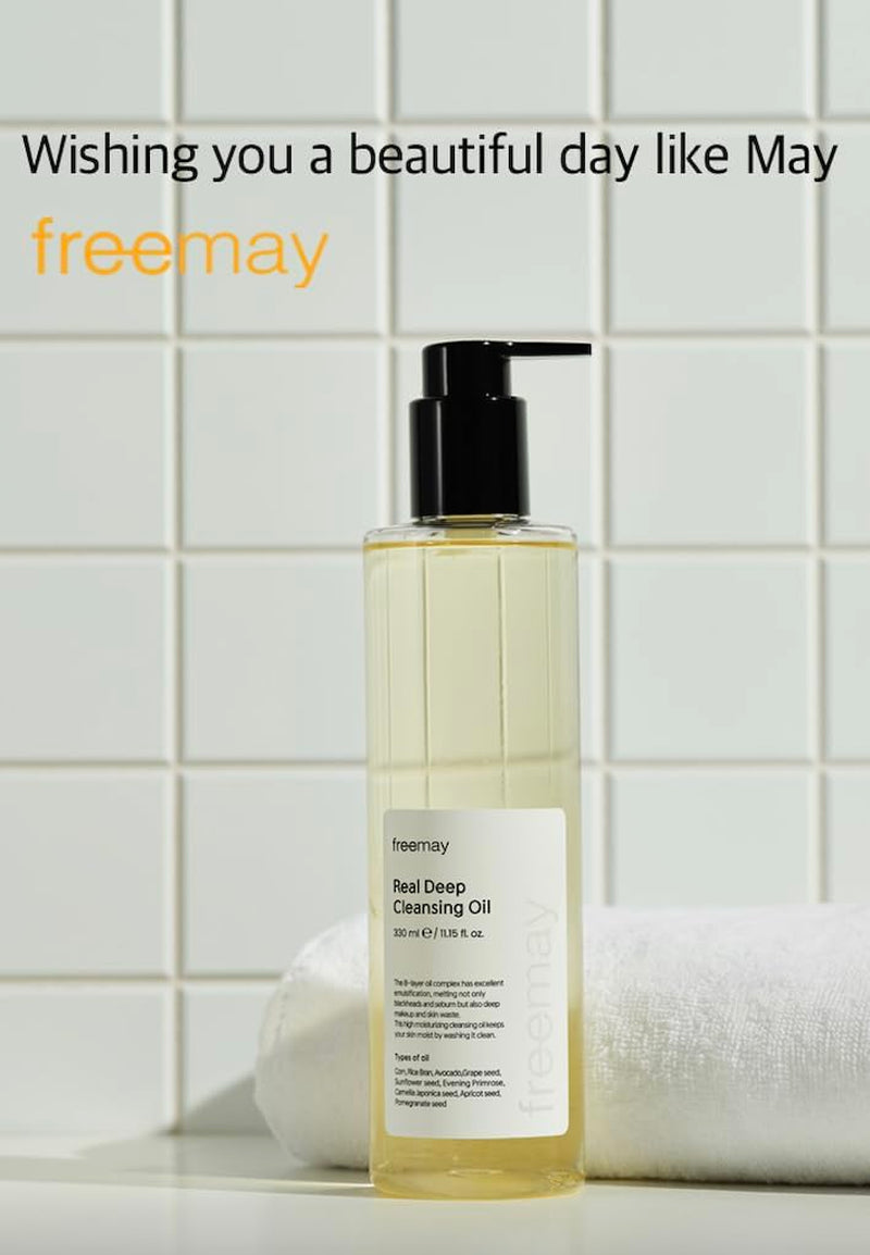 Freemay Real Deep Cleansing Oil, Removes Waterproof Makeup & Blackheads, Pore Deep Cleanser, Lightweight Finish, 330Ml, 11.15 Fl Oz