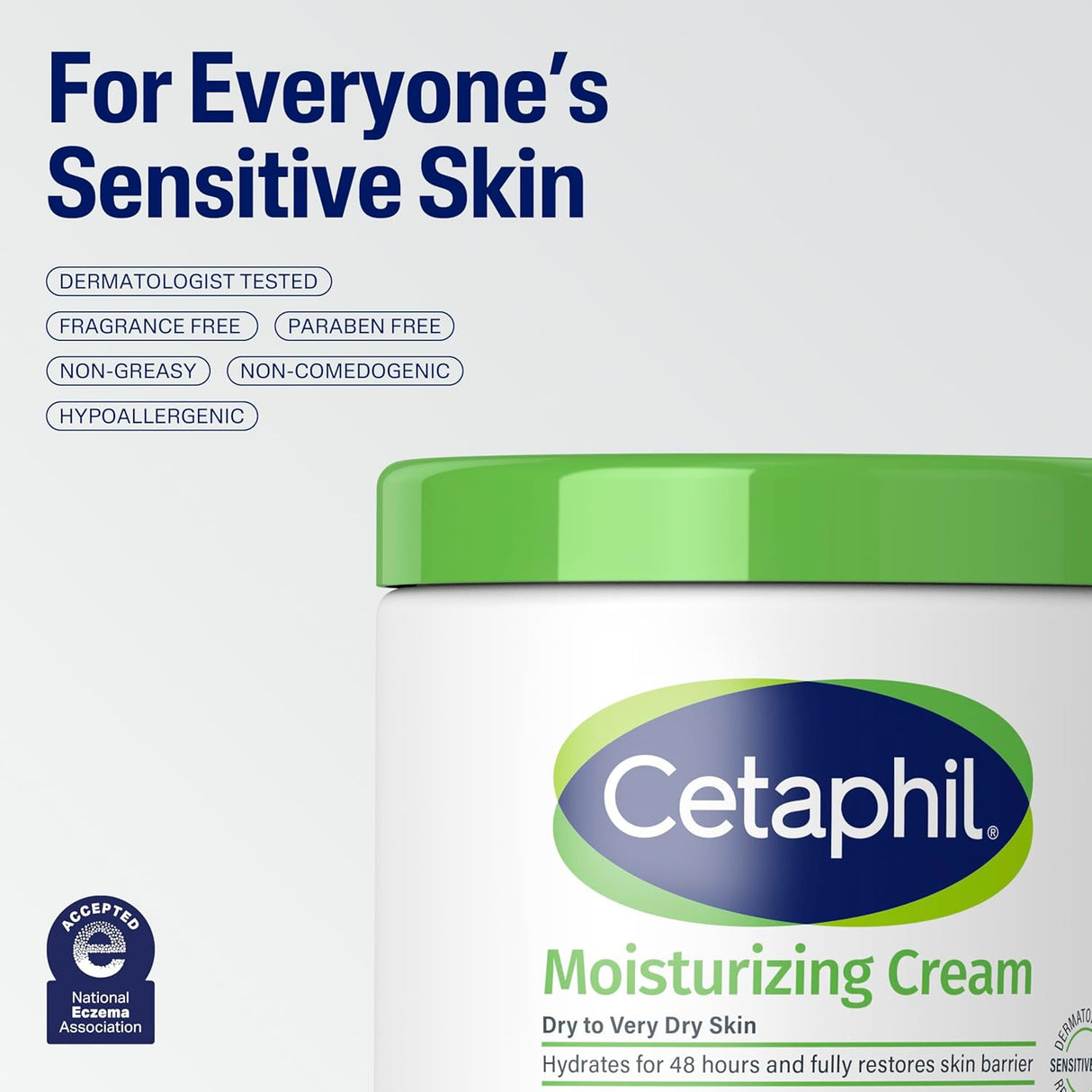 Cetaphil Face & Body Moisturizer, Hydrating Moisturizing Cream for Dry to Very Dry, Sensitive Skin, NEW 16 Oz 2 Pack, Fragrance Free, Non-Comedogenic, Non-Greasy