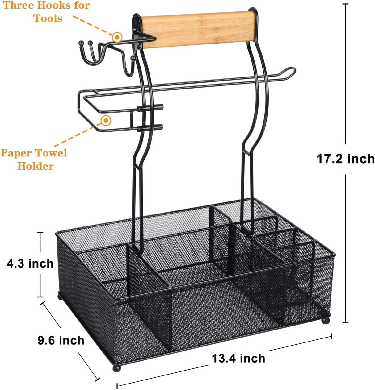 FANGSUN Grill Caddy, BBQ Caddy with Paper Towel Holder, Picnic Condiment Utensil Caddy for Outdoor Camping, Barbecue Accessories Storage Organizer for Griddle Grilling Tools, RV Patio Camper Must-Have