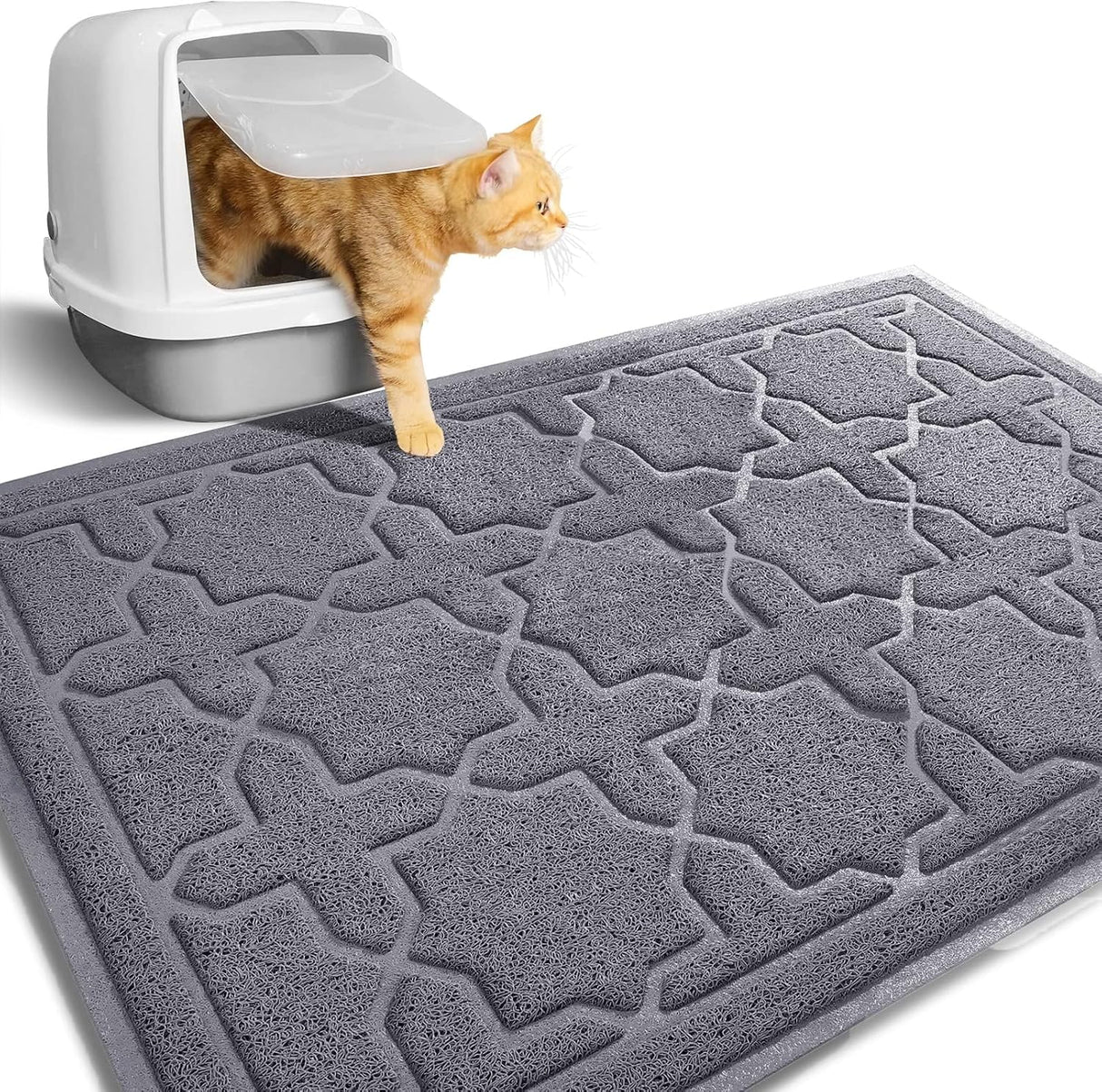 Yimobra Cat Litter Mat, Litter Trapping Waterproof Non Slip PVC Mat, Scatter Control Easy Clean for Litter Box, 35.4"X23.6", Dark Grey
