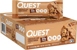 Quest Nutrition Dipped Chocolate Chip Cookie Dough Protein Bars, 18G Protein, 3G Net Carbs, Gluten Free, 1.76 Oz, 12 Count
