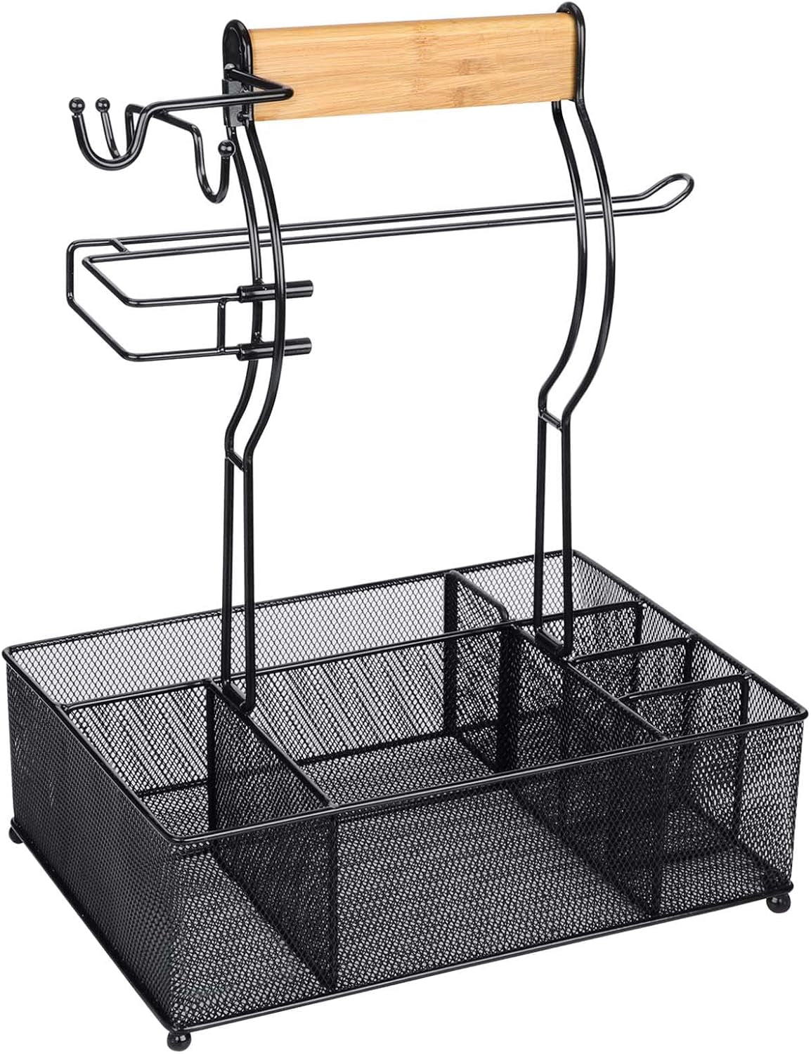 FANGSUN Grill Caddy, BBQ Caddy with Paper Towel Holder, Picnic Condiment Utensil Caddy for Outdoor Camping, Barbecue Accessories Storage Organizer for Griddle Grilling Tools, RV Patio Camper Must-Have