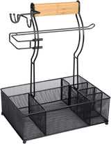 FANGSUN Grill Caddy, BBQ Caddy with Paper Towel Holder, Picnic Condiment Utensil Caddy for Outdoor Camping, Barbecue Accessories Storage Organizer for Griddle Grilling Tools, RV Patio Camper Must-Have