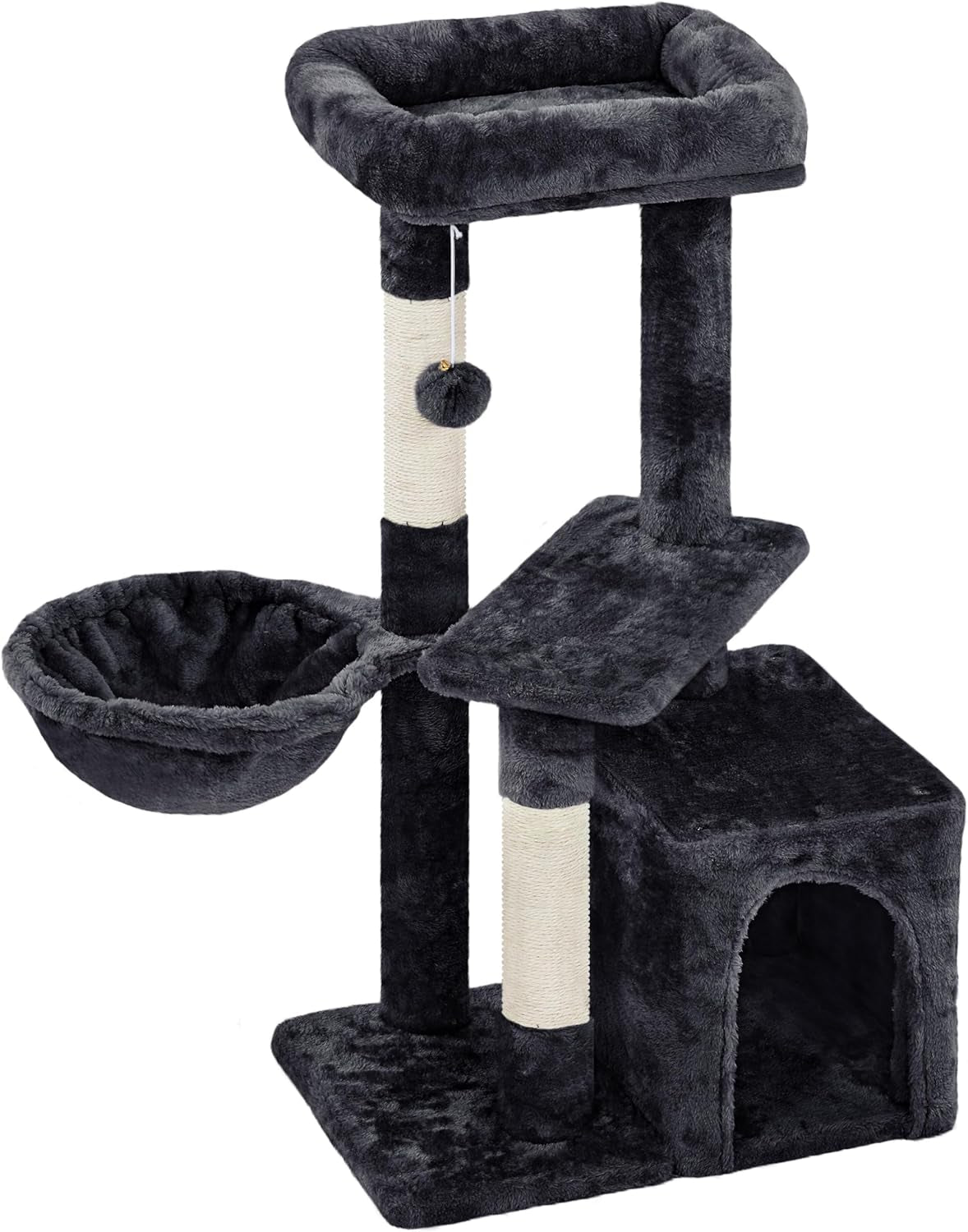 Topeakmart 34In Cat Tree Cat Tower Scratching Posts Modern Bed Cat Furniture for Indoor Cats and Kittens as Pet House Activity Center with Warm Condo, Fluffy Nest, Large Platform, Comfy Basket