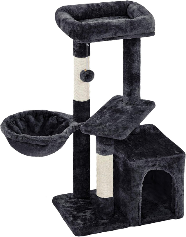 Topeakmart 34In Cat Tree Cat Tower Scratching Posts Modern Bed Cat Furniture for Indoor Cats and Kittens as Pet House Activity Center with Warm Condo, Fluffy Nest, Large Platform, Comfy Basket