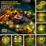 GIGALUMI Garden Decor Outdoor Lights 120LED 2Pack, Solar Garden Lights outside Fairy Firework Decorative,Solar Powered for Yard Pathway Flowerbed Planter Balcony Patio 4Th of July Decor (Warm White