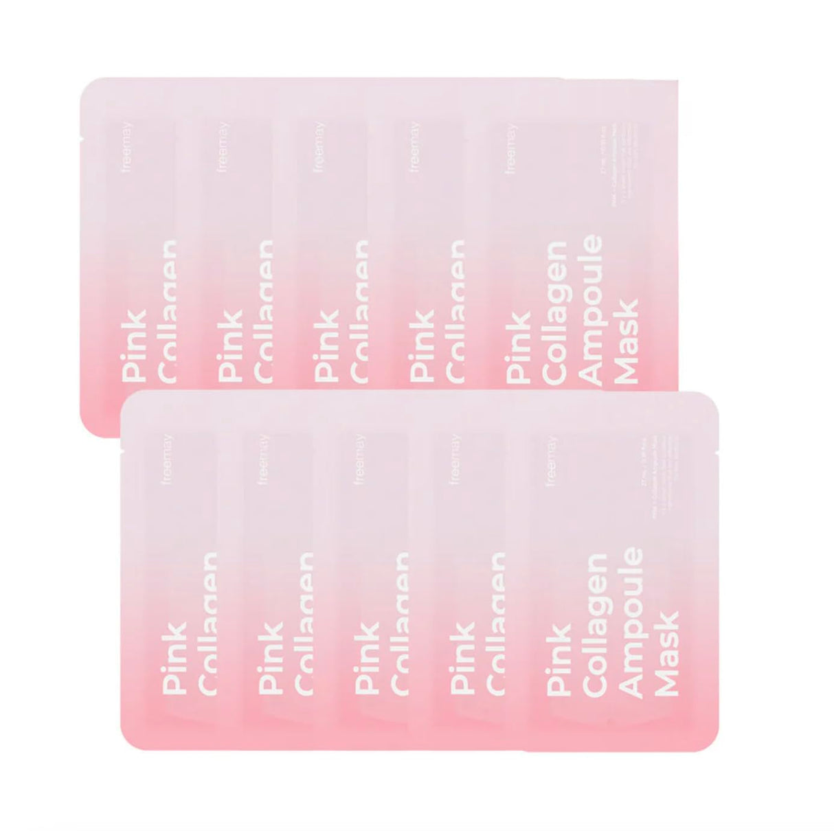 Freemay Pink Collagen Ampoule Mask 27Ml (0.91 Fl Oz) × 10 Sheets – Plant Collagen & Peptide Complex, Deep Hydration & Elasticity, Vegan Eco-Friendly Sheet