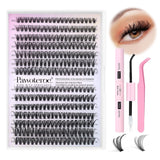 Pawotence Lash Extension Kit DIY 280Pcs Lash Clusters Eyelash Extension Kit, 9-16Mm 30D 40D Individual Lashes Kit with Lash Bond and Seal, Lash Tweezers for Self Use (30D&40D, 0.07D, 9-16Mm, Kit)