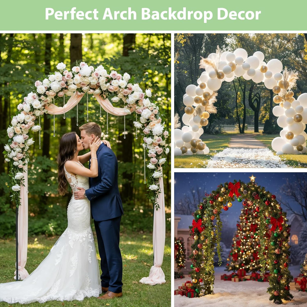 RUBFAC 7.8Ft Garden Arch Trellis for Climbing Plants Outdoor, Metal Arch Frame Garden Arbors and Arches, Outdoor Archway for Flower Vines Wedding Bridal Party Decoration, Black