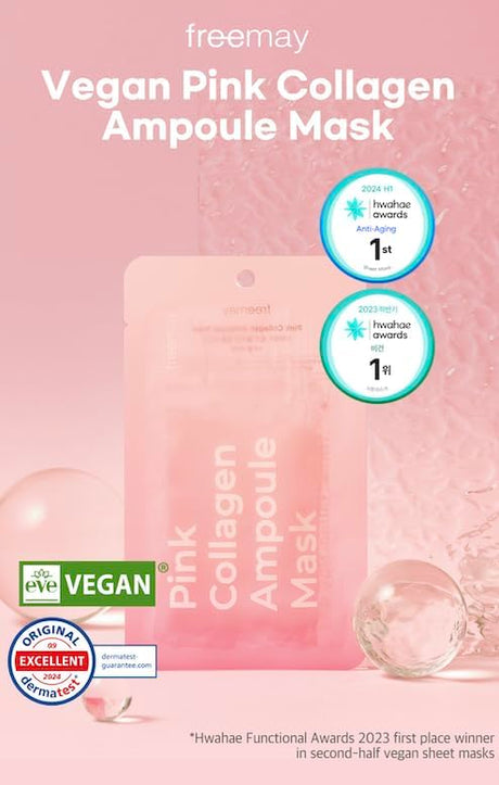 freemay Pink Collagen Ampoule Mask 27ml (0.91 fl oz) × 10 Sheets