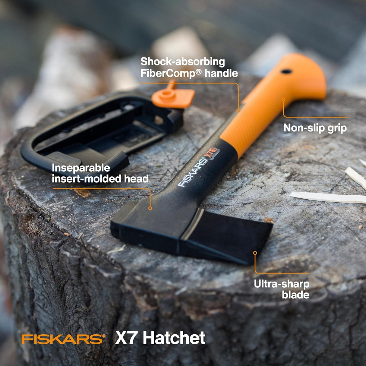 Fiskars X25 Splitting Axe, 28" Wood Splitting Axe for Medium to Large Size Logs with Shock Absorbing Handle and Sheath, Split Firewood, Forged Steel Blade, Bushcraft Gear and Camping Hatchet