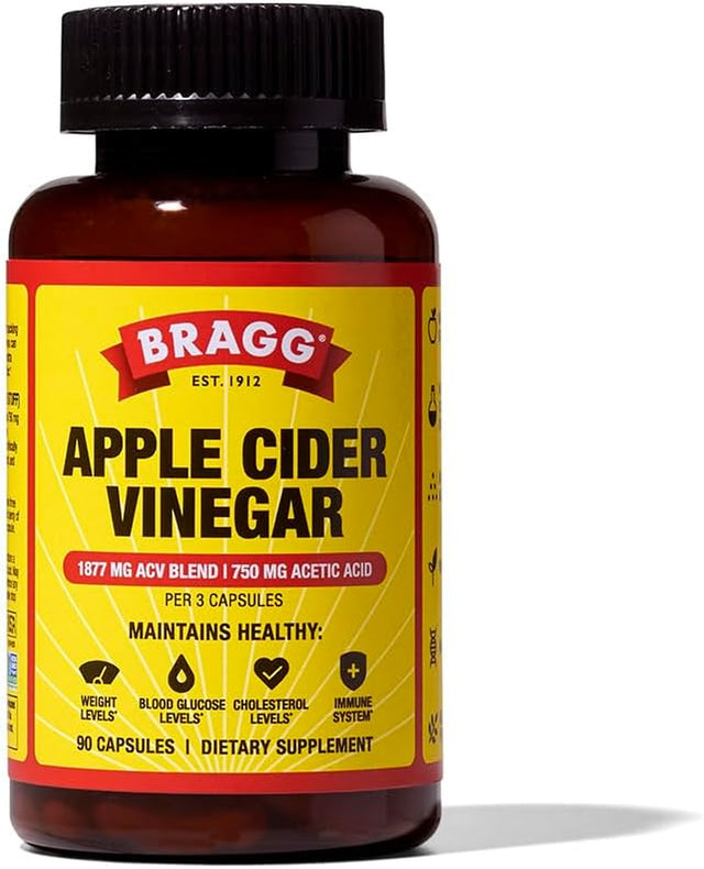 Bragg Organic Apple Cider Vinegar Capsules with Vitamin D and Zinc - 90 Count - Supports Immune System