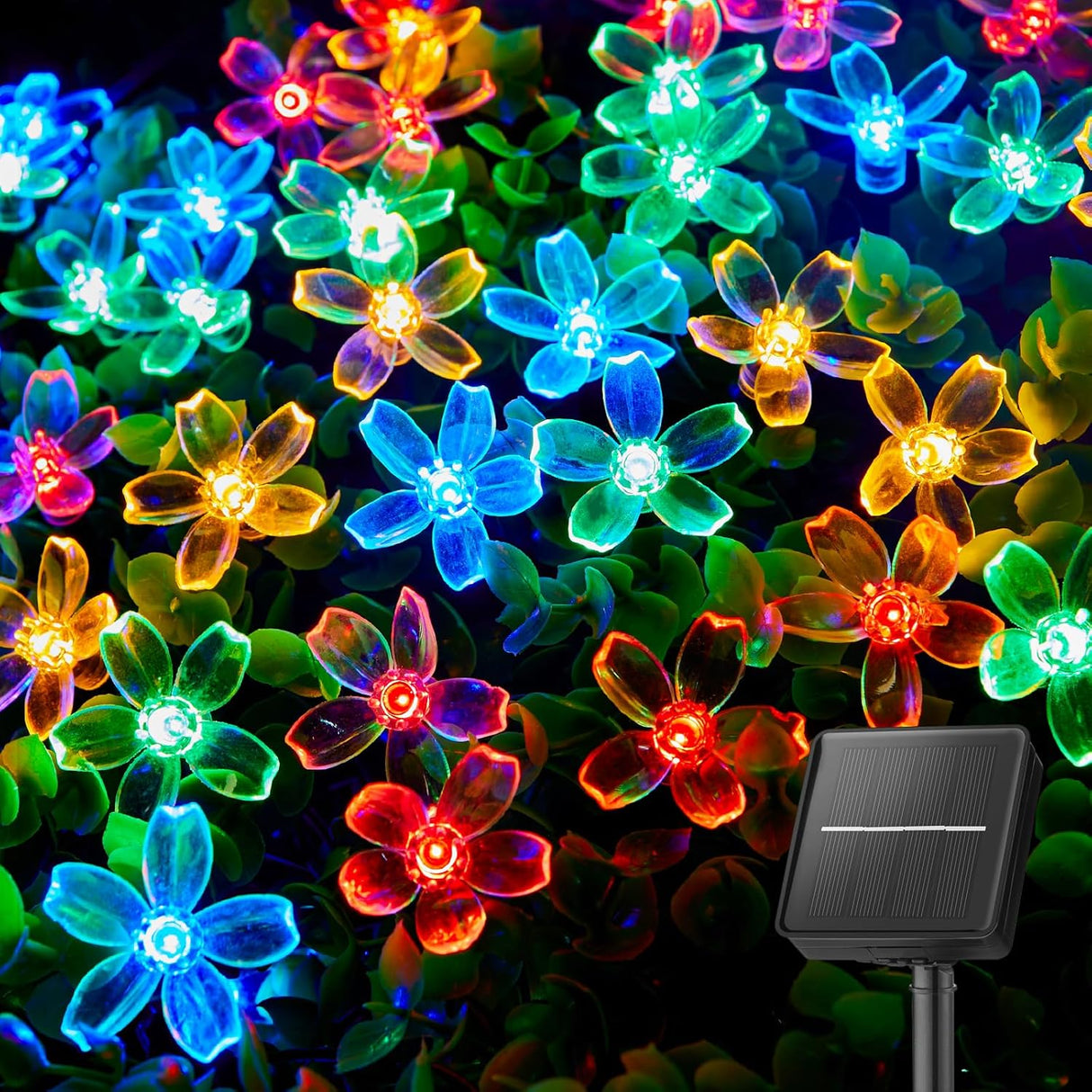 Brightown 60 LED Solar Flower String Lights Outdoor Waterproof Fairy Lights for Garden Yard Fence Patio Christmas Tree Wedding Party Decor, Pure White