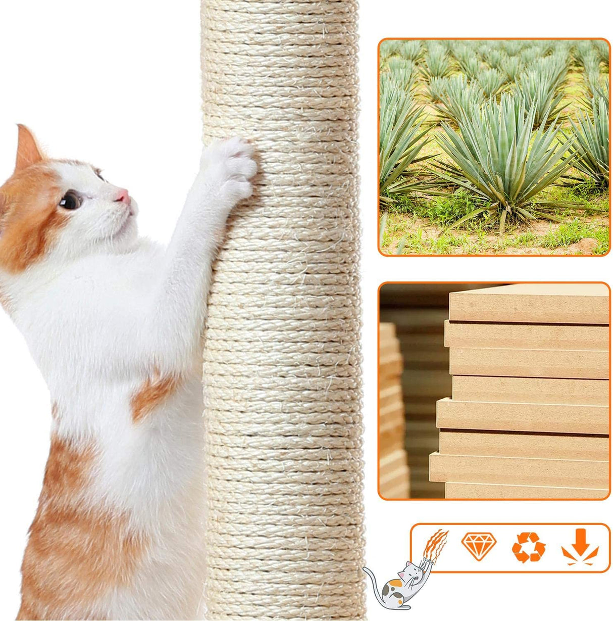 Topeakmart Cat Tree, 34In Cat Tower, Multi-Level Cat Condo with Extra Scratch Boards and Sisal Posts as Kitty Activity Center Pet Stand Tree for Indoor Kittens
