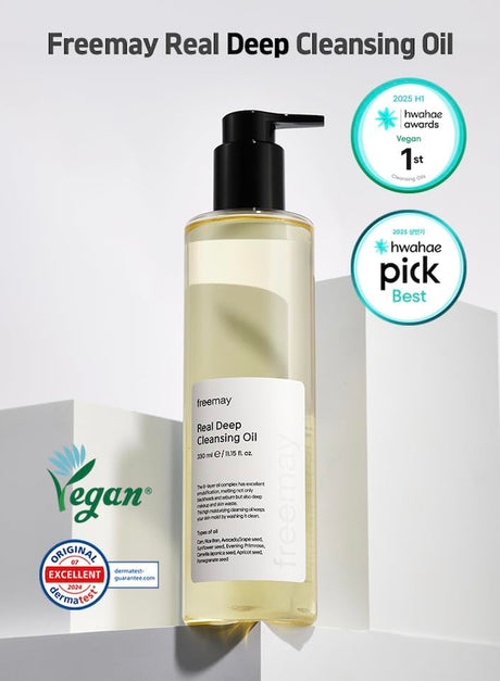 Freemay Real Deep Cleansing Oil, Removes Waterproof Makeup & Blackheads, Pore Deep Cleanser, Lightweight Finish, 330Ml, 11.15 Fl Oz