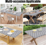 Smiry Rectangle Picnic Table Cloth, Waterproof Elastic Fitted Camping Tablecloths for 6 Foot Tables, Wipeable Flannel Backed Vinyl Tablecloth for Camping, Indoor & Outdoor (Grey, 30X72 Inches)