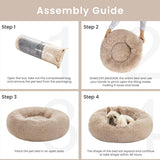Love'S Cabin Calming Dog & Cat Bed, Cat Bed for Indoor Cats, Anti-Anxiety Donut round Bed, Fluffy Warming Pet Bed for Small Medium Dogs and Cats, Beige Taupe 20"/24"