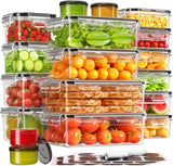 KEMETHY 36-Piece Food Storage Containers with Lids(18 Container & 18 Lid), Plastic Food Containers for Pantry & Kitchen Storage and Organization, Bpa-Free, Leak Proof, Reusable with Labels & Pen