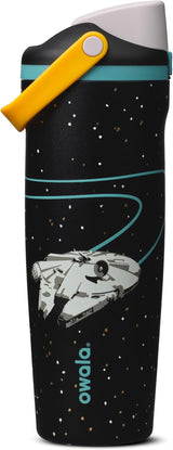 Owala Star Wars Freesip Sway Insulated Stainless Steel Water Bottle with Two-Way Spout, Built-In Straw and Bucket Handle, School, and Sports, 30Oz, BPA Free, Leak Proof, Millennium Falcon