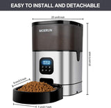 Automatic Cat Feeder MOERUN 6L Transparent Cat Food Dispenser Timed Cat Feeder with Desiccant Bag,Programmable Feeder 1-9 Portion 1-4 Meals per Day 20S Voice Recorder for Small&Medium Pets