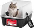 IRIS USA Cat Litter Box Large Open Top with High Sided Walls Tall Scatter Shield Scoop Included Easy Clean Plastic Pan Stain Resistant for Big Cats Kittens Indoor Multi-Cat Households