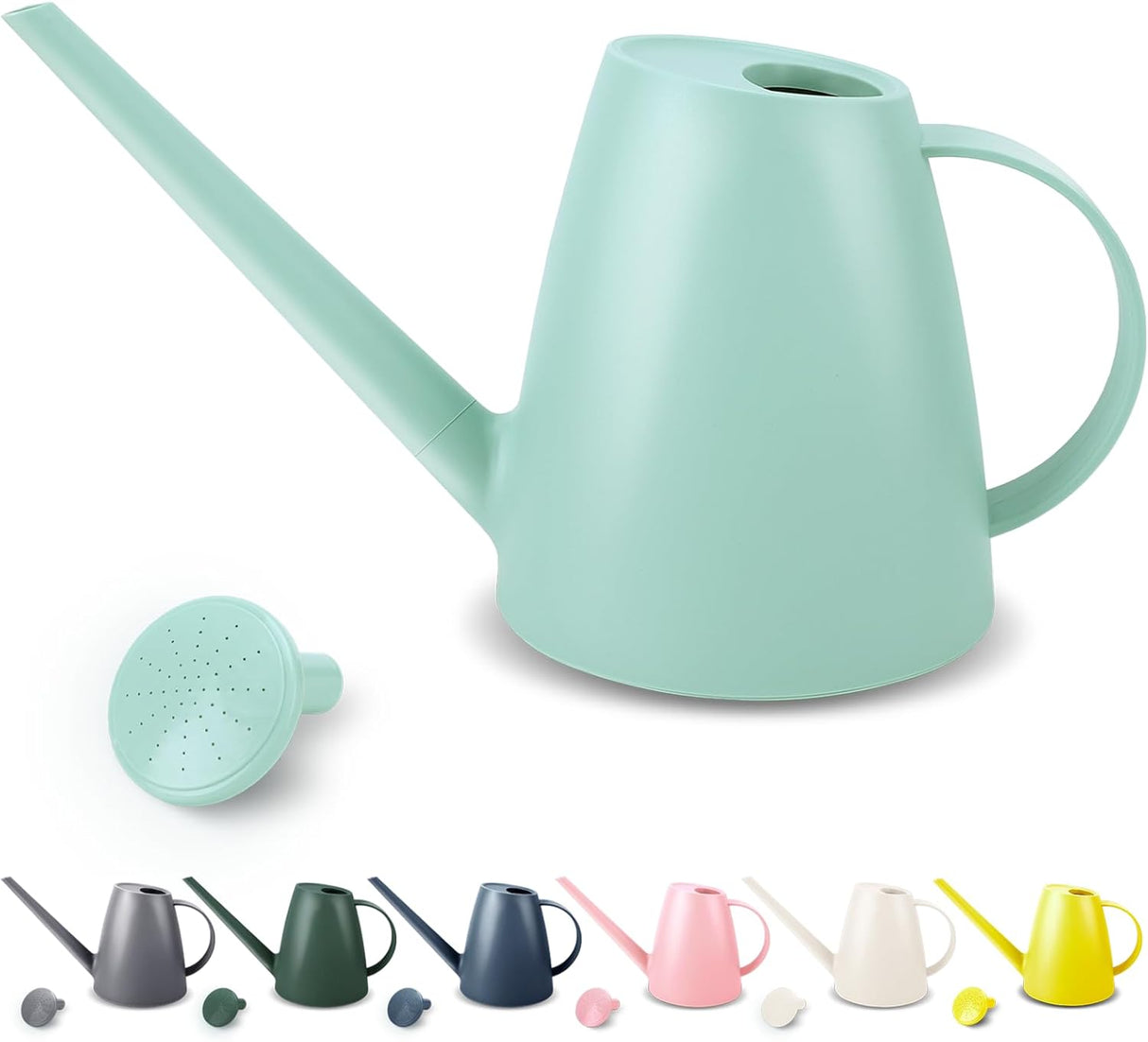 Watering Can for Indoor and Outdoor Plants - Long Spout Water Can for Garden, Flower, House Plants - 1.8L/1/2 Gallon (Green)