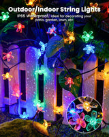 Brightown 60 LED Solar Flower String Lights Outdoor Waterproof Fairy Lights for Garden Yard Fence Patio Christmas Tree Wedding Party Decor, Pure White