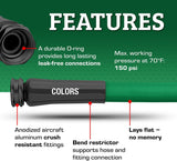 Flexzilla Colors Garden Hose 5/8 In. X 50 Ft., Lightweight All-Weather Water Hose, Durable and Flexible, Leak-Free Connections, Forest Green