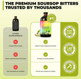 Serene Herbs Soursop Bitters Liquid with Soursop Leaves for Gut Cleanse, Detox & Immune Boost with Black Seed, Moringa, Irish Moss, Ashwaganda, Turmeric, 16 Fl Oz (Pack of 1), Mango