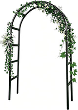 RUBFAC 7.8Ft Garden Arch Trellis for Climbing Plants Outdoor, Metal Arch Frame Garden Arbors and Arches, Outdoor Archway for Flower Vines Wedding Bridal Party Decoration, Black